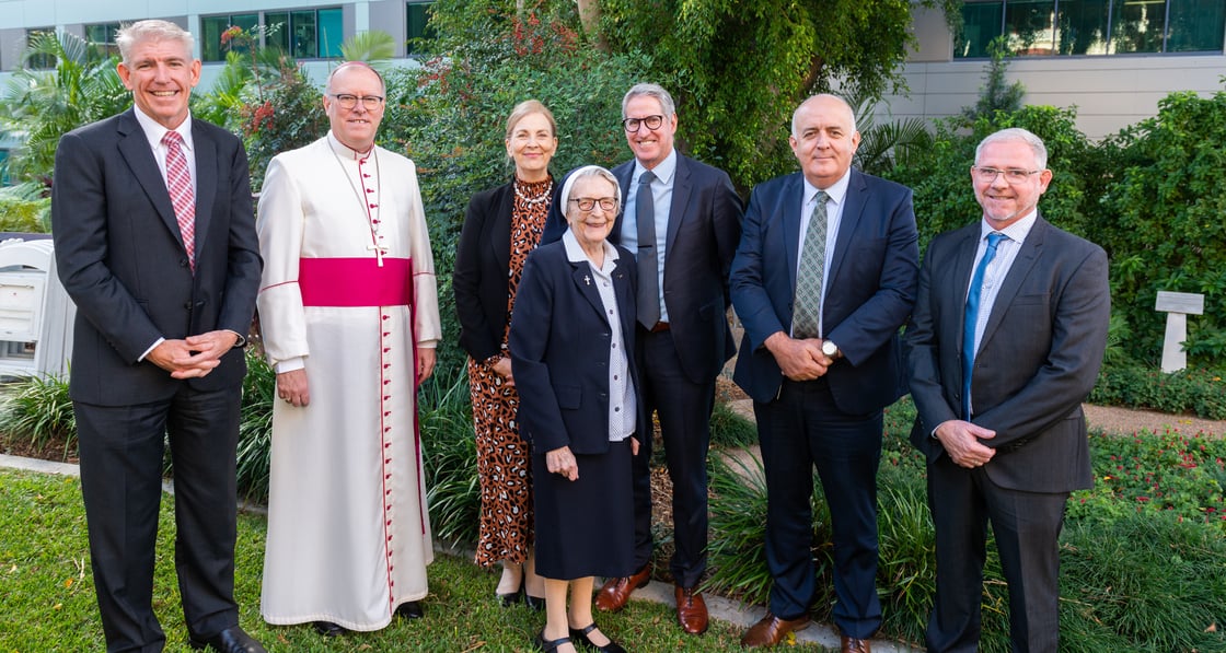 Andrew Thomas_Auxiliary Bishop Ken Howell_Virginia Ryan_Sister Angela Mary_Peter Steer_Ivan Frkovic_Greg McGahan